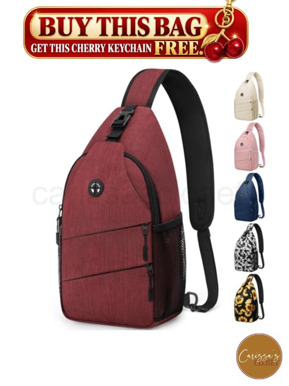 ✨ Pritent Crossbody Sling Bag Backpack Chest Bag Convertible Shoulder Strap